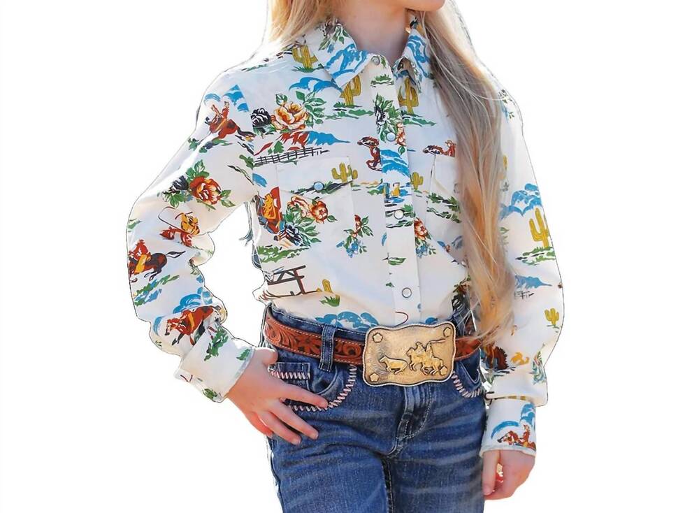 NEW CINCH girls cruel long sleeve shirt in cream